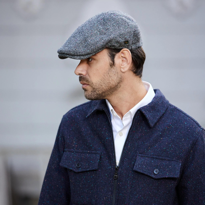 Peaky Style Tweed Flat Cap Grey Colour